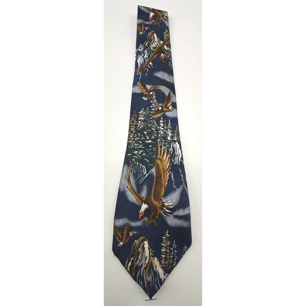 Men's Bald Eagle Wildlife Scenic Necktie Mountain Forest Nature Novelty Tie